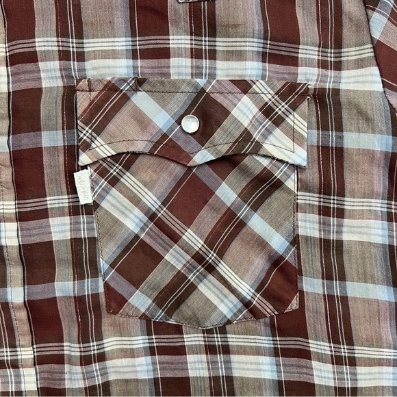 Vintage 70s White Tag Levi’s Plaid Western Button Up Shirt - Picture 7 of 14